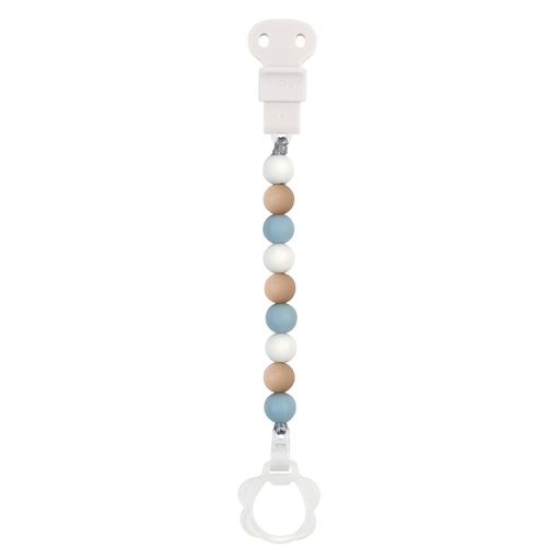 [399684] FOPSPEENKETTING, Silicon, light blue/ beige, uni, lint silicone met clip in kunststof, vr fopspeen met/zonder ring