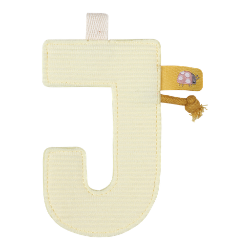 [452416] TEXTIEL LETTER, Letter J, ecru, geribbeld, textiel, L: 10 cm, Vlaggenlijn, decoratie, 2022