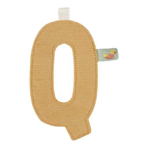 [452423] TEXTIEL LETTER, Letter Q, geel, geribbeld, textiel, L: 10 cm, Vlaggenlijn, decoratie, 2022