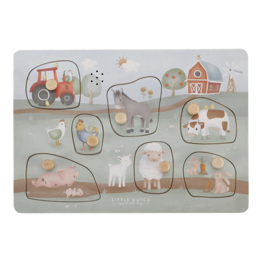 [470293] Little Dutch | Puzzel Little Farm Geluidenpuzzel Boerderij Hout +12M