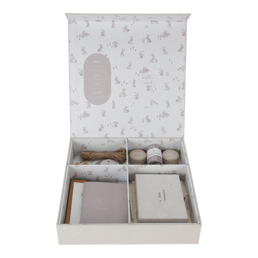 [473583] HERINNERINGSDOOS, Memory box, Baby Bunny , grijs, uni/aop konijntjes/print My little baby box, in karton, 30x6x30cm