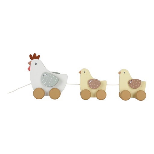 [479594] Little Dutch | Trekfiguur Little Farm Kippen Kip/Kuiken Hout +18M