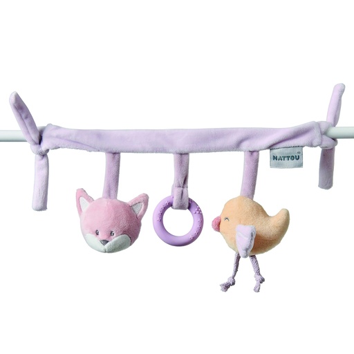 [460166] MAXI-COSI HANGER, Maxi toy, Alice & Pomme, geel/roze/ecru, vos en kuiken, textiel, +muziek, vanaf 0 maand