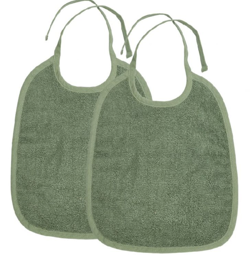 [425350] SLABBETJE, Basic Badstof forest green, Slab 2-pack, groen, uni, lintensluiting, badstof, 25x34cm, 2 stuk(s)