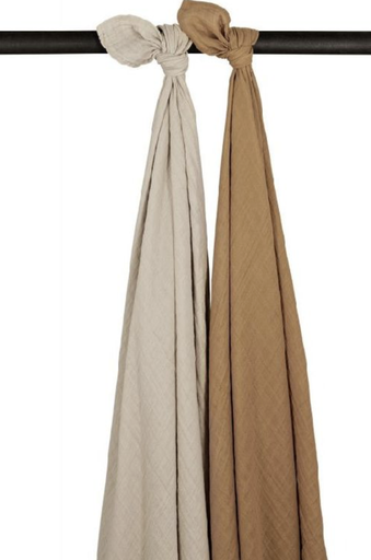 [461476] TETRA DOEK, 120x120cm, sand/toffee, bruin/ecru, uni, deken/wikkeldeken, 2 stuk(s), Pre-washed