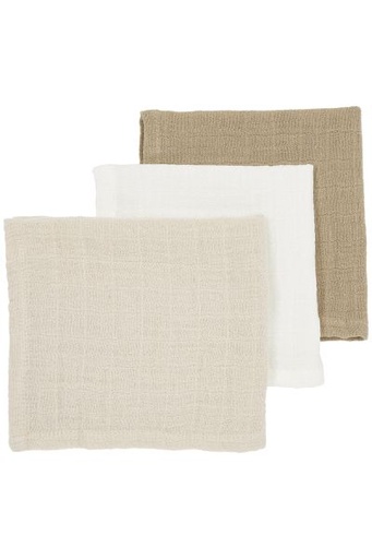 [482073] MONDDOEK, 30x30cm, offwhite/soft sand/ taupe, bruin/ecru, uni, tetra, 3 stuk(s), Pre-washed