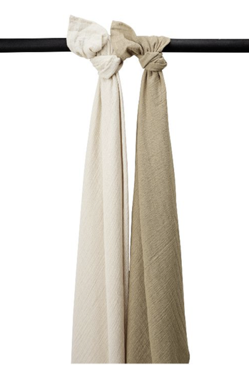 [482074] TETRA DOEK, 120x120cm, soft sand/taupe, bruin/ecru, uni, deken/wikkeldeken, Pre-washed, 2 stuk(s)