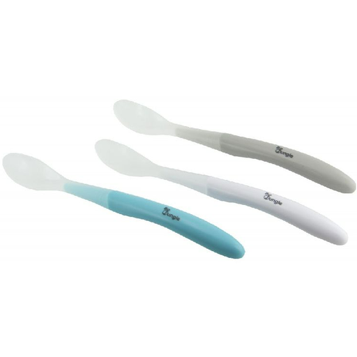 [354589] BESTEK, lepel, B-Soft Spoon Set, blue, grijs/wit/blauw, BPA-vrij, ideaal voor potjes, 6m+, vaatwasbestendig