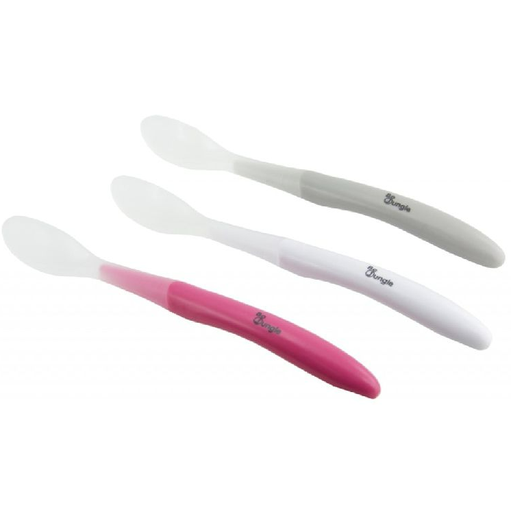 [354593] BESTEK, lepel, B-Soft Spoon Set, pink, grijs/wit/roze, BPA-vrij, ideaal voor potjes, 6m+, vaatwasbestendig