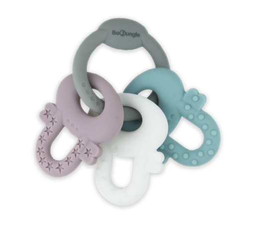 [381261] BIJTRING, B-Keys Silicone, wit/grijs/roze/blauw, uni, silicone, vanaf 3 maanden