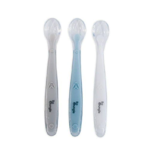 [482873] Bo Jungle | Lepel Soft Spoon Set Siliconen white/grey/blue 3-delig