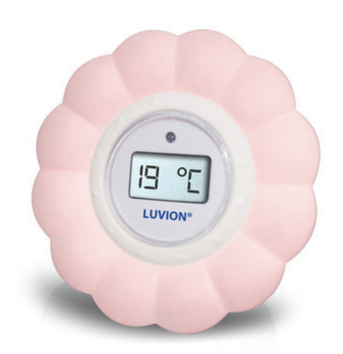 [258482] THERMOMETER, Bath/room thermometer, pink ,bloem, kamerthermometer, badthermometer ,LCD display,temperatuuralarm,incl.batt.