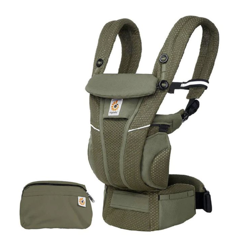 [438314] BABYBUIDEL, Omni Breeze, olive green, SoftFlex - mesh, 3.2 kg tot 20.4 kg, positie buik/heup/rug/M houding, 2022