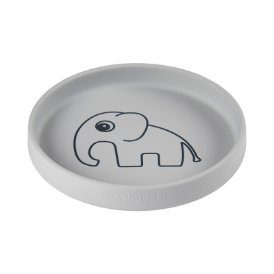 [377889] PLAT BORD, Silicone Plate, Elphee, rond, grey, grijs, uni/print olifant, siliconen, 1 stuk(s), bord, 2024