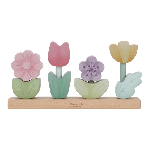 [490637] Little Dutch | Stapelpyramide Fairy Garden Stapelaar Bloemen Roze +12M