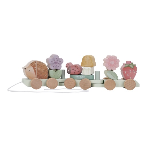 [LD7335] Little Dutch | Blokken Fairy Garden Egel Blokkentrein Roze +18M