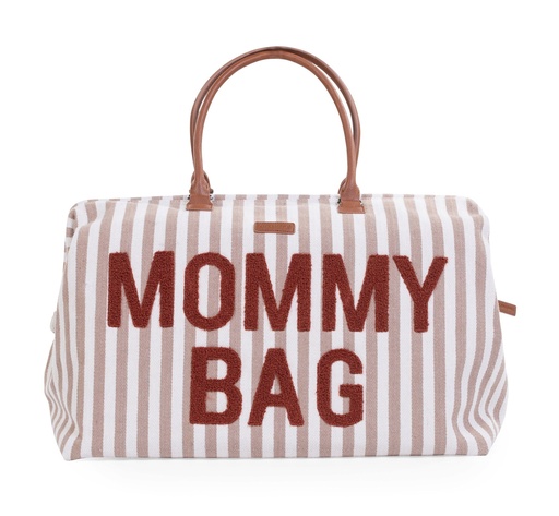 [481073] VERZORGINGSTAS, Mommy Bag, stripes nude, draagtas met luiermat, +schouderriem, 2024 