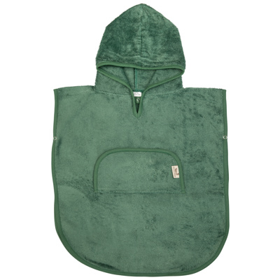 [420210] PONCHO, badcape, Timboo aspen green, M80-104, boys/girls, groen, uni, bamboe, met kap, V-hals met drukknopensluiting