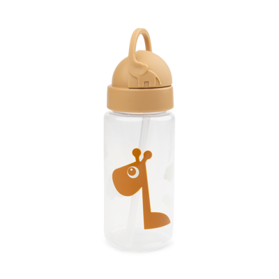 [430274] DRINKBEKER, 350 ml, Straw Bottle, Raffi, mustard, print giraf, PP, deksel, rietje, 1 stuk(s), 2024