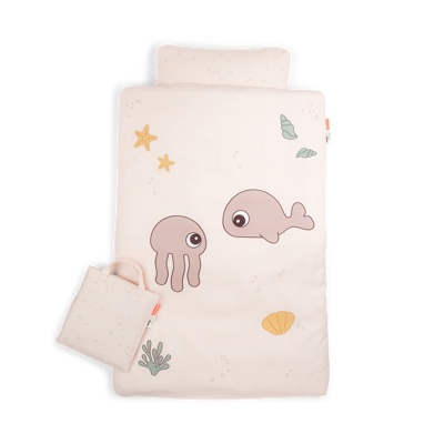 [430280] DONSOVERTREK, 100x140, Bedlinen Jelly & Wally, powder, biologisch katoen, +sloop, vr babybed, 2024