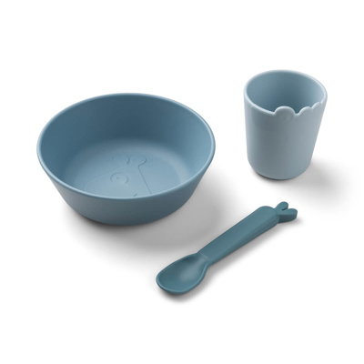 [447997] EETSET, Kiddish First Meal Set, blue, blauw, uni, PP, 3 delig:, kom, lepel, drinkbeker, 2024