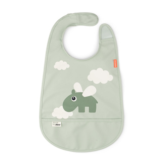 [456647] SLABBETJE, Bib W/Velcro, Happy Clouds, green, velcrosluiting, 26.5x42cm, met kruimelv., waterdicht, 1 stuk(s), 2024