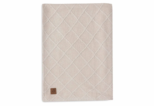 [510828] Blanket Cradle 75x100cm Check Knit Oatmeal/Teddy Fleece