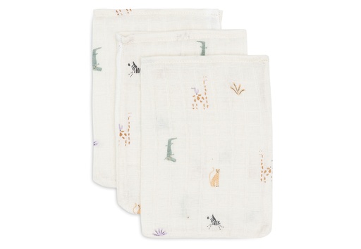 [510872] Jollein | Washandje muslin jungle jambo 3-pack 15x20 cm