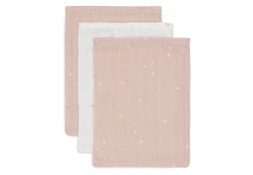 [510874] Washcloth Muslin 15x20cm Twinkling Wild Rose (3pack)