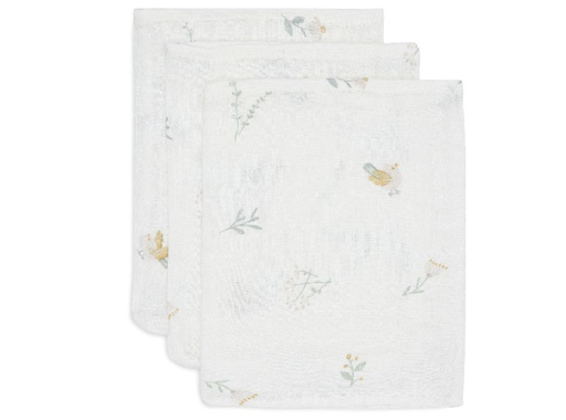 [510877] Washcloth Muslin 15x20cm Lovely Birds (3pack)