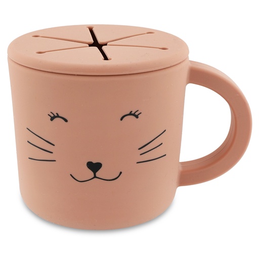 [485549] BEWAARPOTJE, 200ml, Snack cup, Cat Mealtime, roze, siliconen, Ø 8 cm