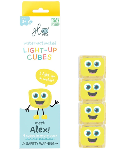 [485458] BADSPEELGOED, Alex, light up cubes, geel, kunststof, af 36M