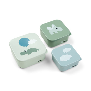 [456687] Done by Deer | Bewaarpotje Snack Box Set Happy Clouds Green 240ml/370ml/540ml