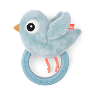 [456696] RAMMELAAR/BIJTRING, Sensory Rattle W/Teether, Birdee, blue, siliconen/ textiel, +muziek, vanaf 0 maand, 2024