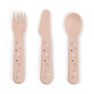 [472304] LEPEL/VORK/MES, 3 delig, Foodie Cutlery, powder, roze, all print stippen, bestek, 2024