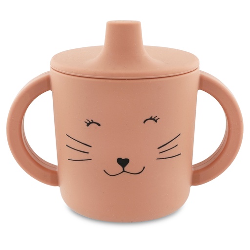 [485540] DRINKBEKER, 200ml, Sippy cup, Cat Mealtime, roze, kop kat, siliconen