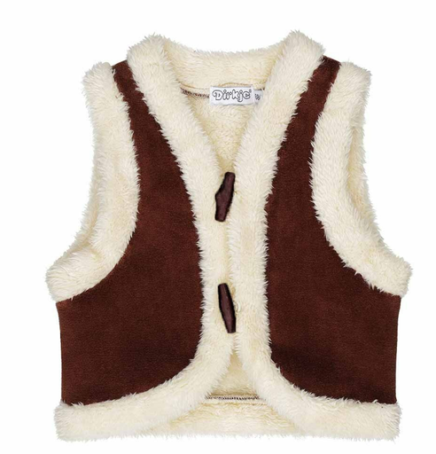 Dirkje | Gilet Girls Teddy Velours Off white/Brown