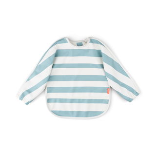 [456629] SLABBETJE, Sleeved Pocket Bib, Stripes, blue, velcrosl., 72x34cm, met mouwen, kruimelv., waterdicht, 1 stuk(s), 24