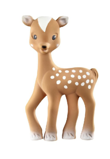 [430367] BIJTRING, Fanfan the fawn, wit|bruin, il était une fois, kunststof 100% natuurlijk rubber, + muziek, 0 m