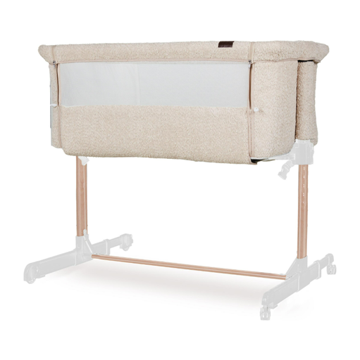 [532345] CO-SLEEPING WIEG, Side-By-Side, Natural-Sheep, onderstel in Woodlook ,incl. matras, +bodem, dropside, wieltjes, matras 50x84cm