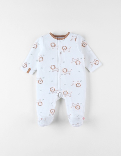 Noukies | Pyjama Lion King Velours All Over Leeuw Wit