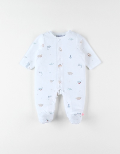 Noukies | Pyjama Smart Dino Velours Wit All Over Dino