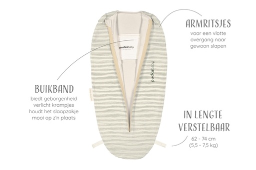 [532827] Puckababy | Inbakeren Mini Green Stripes 3/6M
