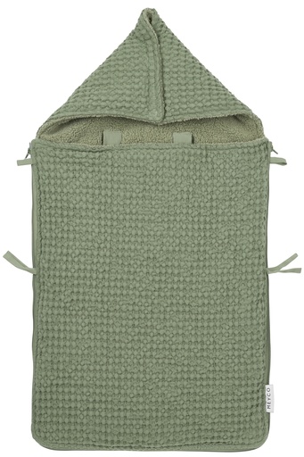 [533547] Meyco | Voetenzak Wafel Teddy Olive Green 40x82cm