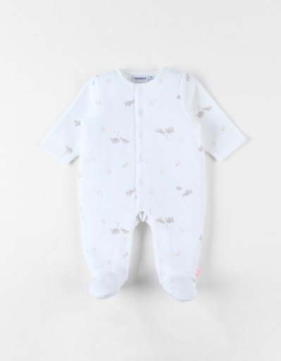 [534651] Noukies | Pyjama Bali & Moka All Over Olifant Velours Wit