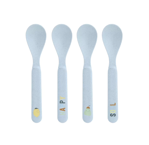 [496651] BESTEK, Spoon, Set, Happy Fruits Lemon, Blauw, print citroen/tekst, 13.5cm