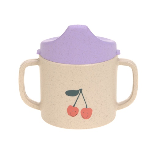 [496644] DRINKBEKER, Sippy Cup, Happy Fruits Cherry, paars|ecru, 2 handvatten, harde drinktuit