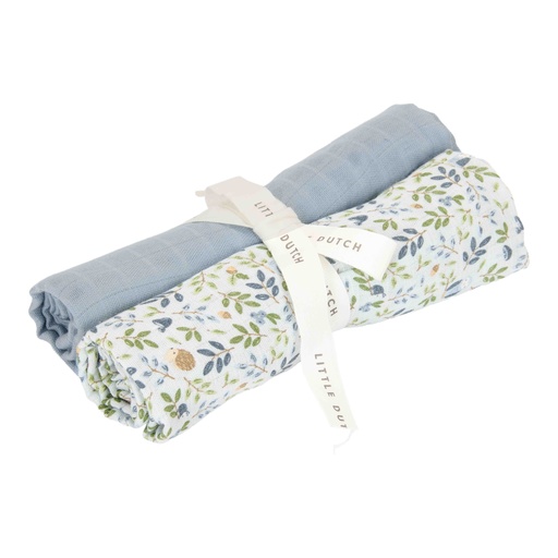 [538249] Little Dutch | Tetra Doek Forest Adventure Pure Denim Blue 70x70cm 2-pack