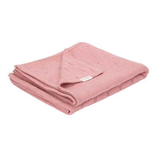 [538377] Little Dutch | Deken Ledikant Pure Pink Blush Gebreid Pointelle 110x140cm