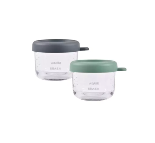 [538690] Beaba | Bewaarpotje Glas 150ml Mineral/Sage Green 2-pack